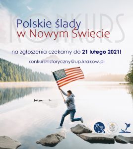 plakat towarzyszący konkursowi „Polskie ślady w Nowym Świecie”